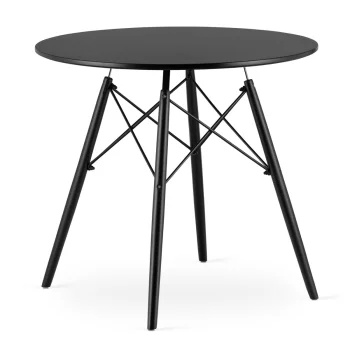 Apaļš ēdamgalds 80cm moderns ar dižskābarža kājām, melns