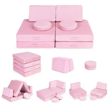 Ecotoys TMSRT-14 Modulārs bērnu dīvāns no 8 daļām, rozā
