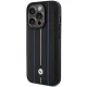BMW Leather Stamp Blue Line vāciņš iPhone 15 Pro Max 6.7\", Black