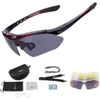 Rockbros 10001 polarizētās velo brilles, Melnas/sarkanas