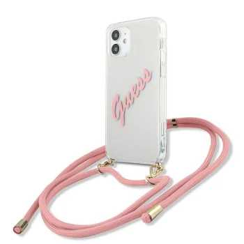 Guess iPhone 12 mini vāciņš Script Vintage, rozā