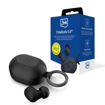 TWS bezvadu austiņas 3mk FlowBuds 6.0, Bluetooth 6.0, melnas