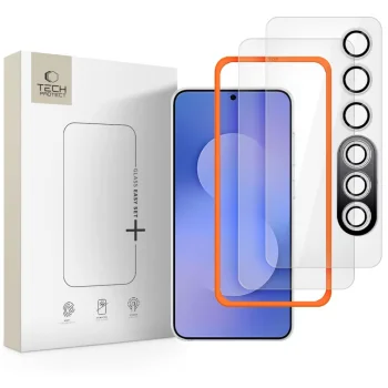 Tech-Protect Easy Set+ rūdītā stikla komplekts (3 gab.) Samsung Galaxy S25 FE – caurspīdīgs | Tempered Glass...