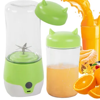 Pārnēsājams bezvadu blenderis kokteiļiem un smūtijiem 350 ml, USB, 35 W, zaļš
