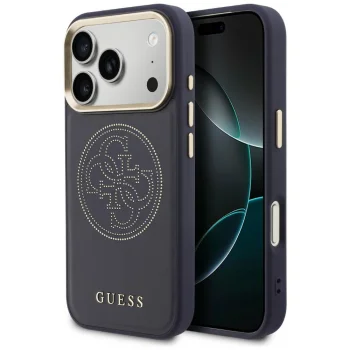 Guess Perforated 4G MagSafe vāciņš iPhone 17 Pro tālrunim, zils