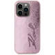 Karl Lagerfeld Wrinkled Metal Signature vāciņš iPhone 15 Pro Max, rozā