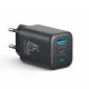 Sienas lādētājs Joyroom JR-TO1 GaN 45W, USB-C, Lightning, USB-A, melns