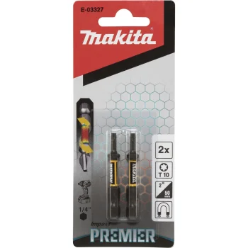Skrūvgrieža uzgaļi Makita Impact Premier T10, 50 mm, 1/4", 2 gab., E-03327