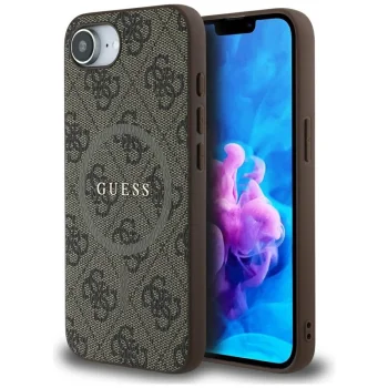 Guess 4G Ring Classic Logo MagSafe vāciņš Apple iPhone 16e, Brūns