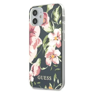 Guess iPhone 12 mini vāciņš Flower Collection, tumši zils