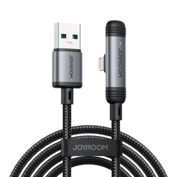 Joyroom S-A56 EnjoyX 90° USB-A un Lightning kabelis 3A 1.2m, melns