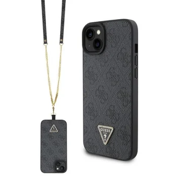 Guess iPhone 15 Plus vāciņš Crossbody 4G Metal Logo, melns