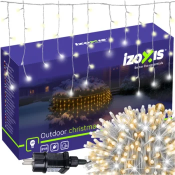 LED lāsteku virtene Izoxis, 100 LED, 4 m, IP44, silti balta
