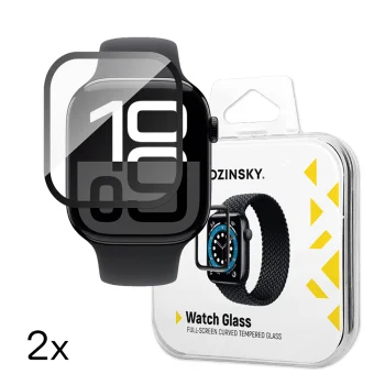 Wozinsky Full Glue aizsargstikls Apple Watch 42 mm ar melnu rāmi, 2 gab.