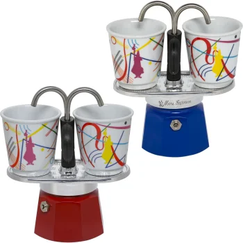 Bialetti MINI EXPRESS Kandinsky espresso kafijas automāta komplekts ar 2 krūzītēm