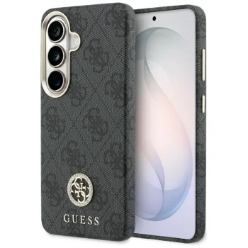 Guess 4G Rhinestone Round Logo MagSafe vāciņš Samsung Galaxy S26, melns