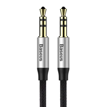 Baseus Yiven 3.5mm AUX audio kabelis, 1m, melns/sudraba