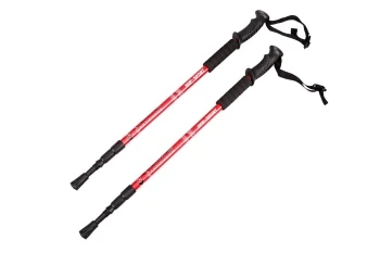 Skandināvu teleskopiskās nūjošanas staigāšanas nūjas 2 gab. komplekts, Sarkanas | Nordic Walking Stick Pole Set