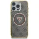 Guess IML Metal Glitter 4G Circle Triangle MagSafe vāciņš iPhone 16 Pro, brūns