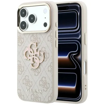 Guess 4G Big Resin Logo vāciņš priekš iPhone 17 Pro / 18 Pro, rozā