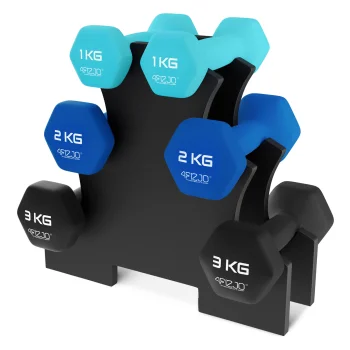 4FIZJO čuguna hanteļu komplekts ar statīvu, 12 kg