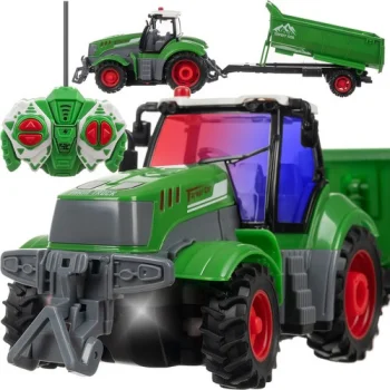 Kruzzel 24850 radiovadāms traktors ar piekabi, zaļš