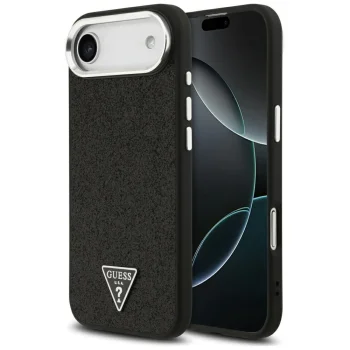 Guess Glitter Triangle Logo MagSafe vāciņš iPhone 17 Air - melns