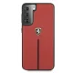 Ferrari Samsung Galaxy S21 vāciņš Off Track Leather Nylon Stripe, sarkans