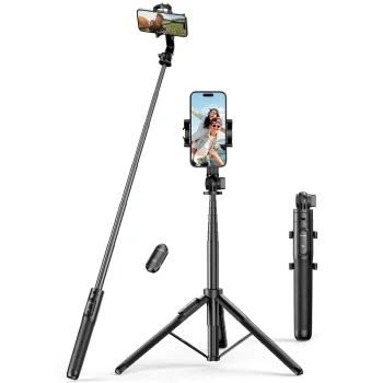 Ugreen LP586 teleskopisks selfiju stabs un statīvs ar Bluetooth pulti 1.5m, melns