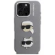 Karl Lagerfeld FW Grained Karl & Choupette vāciņš Apple iPhone 16 Pro Max, Pelēks