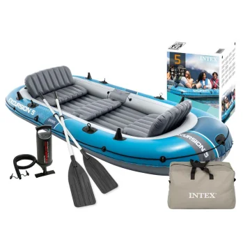 Piepūšamā laiva Intex Excursion 5 Set 68325 ar airiem un sūkni, 366 x 168 x 43 cm