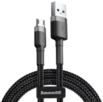 Baseus Cafule USB-A / micro USB kabelis 2.4A 1m, melns/pelēks