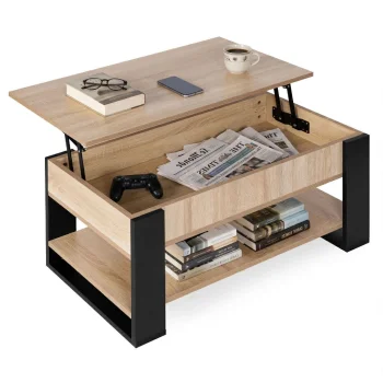 Kafijas galdiņš ar paceļamu virsmu ModernHome 90 cm, ozols sonoma