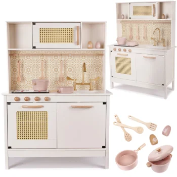 Bērnu Virtuve Rotaļu Koka Virtuves Iekārtas Komplekts ar Piederumiem, 100cm (dažādas variācijas) | Kids Toy...