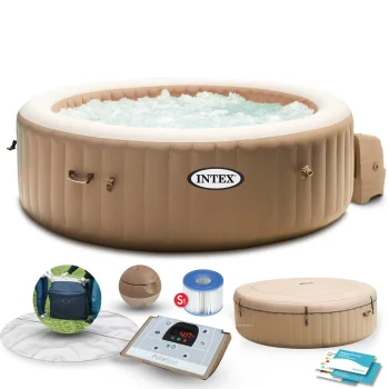 Intex piepūšamais džakuzi ar hidromasāžu 4 personām 196x71 cm 28426, bēšs