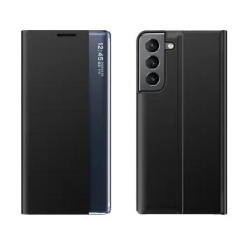 Atverams vāciņš Samsung Galaxy S22+ ar statīva funkciju un magnētisku vāku, melns