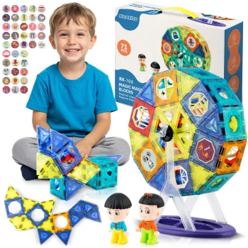 Ricokids RK-769 magnētiskie klucīši ar karuseli, 70+ detaļas