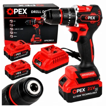 OPEX TOOLS OPX28011 Bezoglīšu akumulatora triecienurbjmašīna 21V 50Nm 2x 3.0Ah