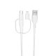 Forever Recycling 3-in-1 Kabelis USB-A uz USB-C/microUSB/Lightning, 1.5m, 2.4A, Balts