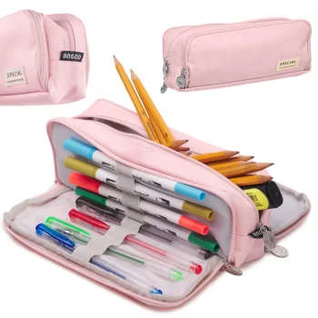 Skolas Zīmuļu Rakstīšanas Piederumu Futrālis Penālis Kosmētikas Maciņš 3-in-1, Rozā | School Pencil Writing...