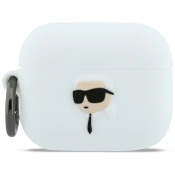 Karl Lagerfeld Silicone Karl Head 3D maciņš AirPods Pro 3 austiņām, balts