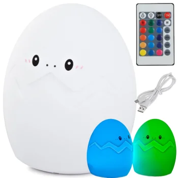 Bērnu naktslampiņa Ola, LED RGB, silikona, ar pulti un USB, balta