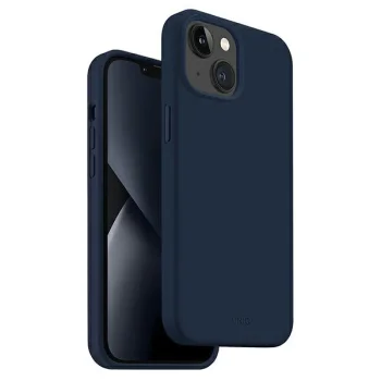 Uniq Lino silikona vāciņš iPhone 14 Plus un 15 Plus zilā krāsā