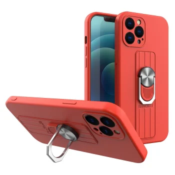 Samsung Galaxy S20 (SM-G980F/DS) Ring Silicone Case Cover with Finger Grip, Red | Telefona Vāciņš Maciņš Apvalks...