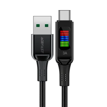 Acefast C7-04 USB-A uz USB-C kabelis ar displeju 60W 1.2m Melns