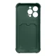 Apple iPhone XS Max 6.5\" Silicone Wallet Card Case, Green | Silikona Vāciņš Maciņš Apvalks Bampers