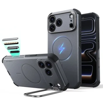 ESR Cyber Tough Kickstand MagSafe vāciņš iPhone 18 Pro Max / 17 Pro Max, pelēks