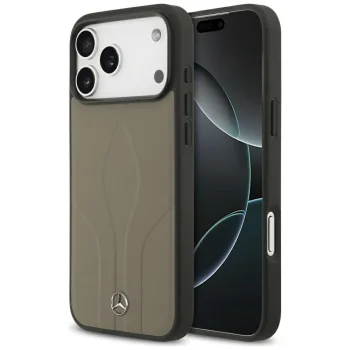 Mercedes Leather The Move MagSafe vāciņš iPhone 17 Pro Max, Taupe