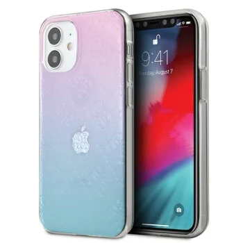 Guess iPhone 12 mini vāciņš 4G 3D Pattern Collection, zili rozā