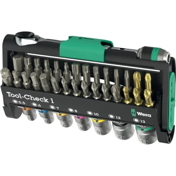 Wera Tool-Check 1 rokas instrumentu komplekts ar tarkšķi un uzgaļiem